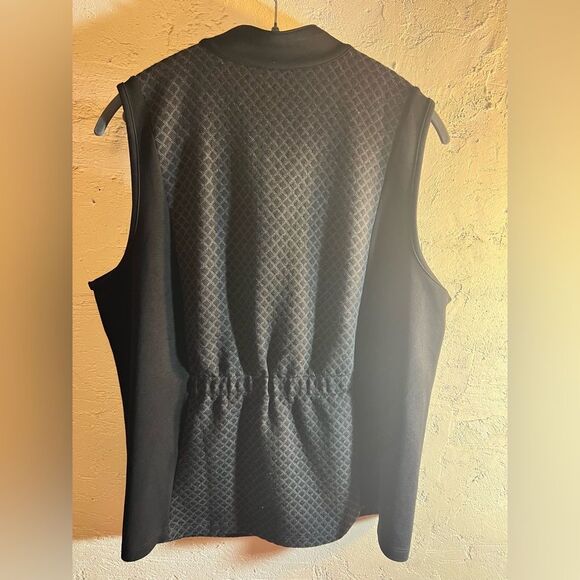 Chico’s Weekender black vest w/ checks zipper frt w/ elastic back, front pockets - Picture 11 of 14